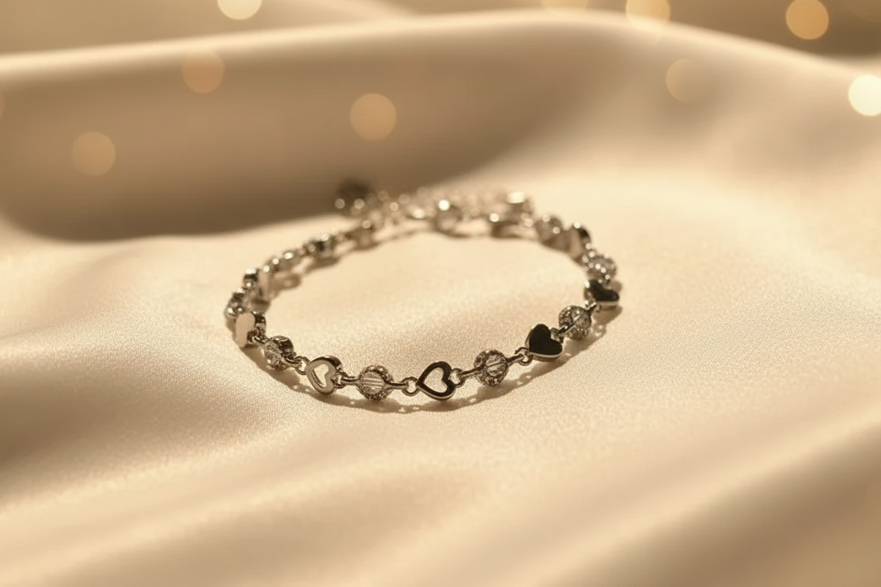 Silver Heart-Link Bracelet Hero Image
